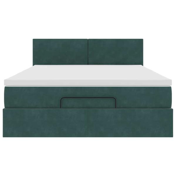 Ottoman-Bett mit Matratze Dunkelgrün 140x190 cm Samt