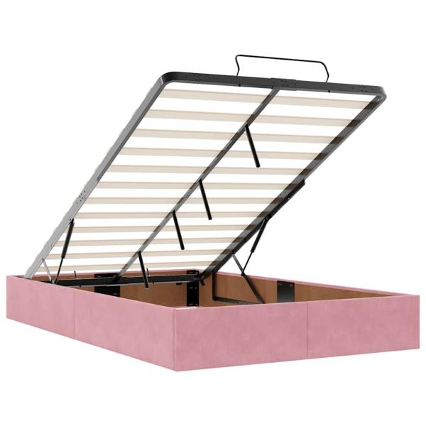 Ottoman-Bett mit Matratze & LEDs Rosa 120x200 cm Samt