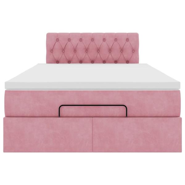 Ottoman-Bett mit Matratze & LEDs Rosa 120x200 cm Samt