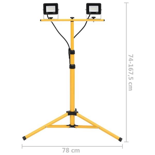 LED-Fluter mit Stativ 2x20 W Kaltweiß