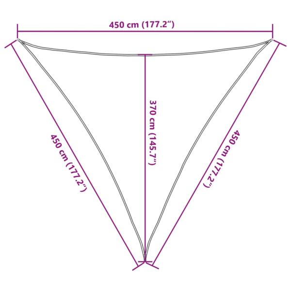 Sonnensegel 160 g/m² Dreieckig Hellgrau 4,5x4,5x4,5 m HDPE
