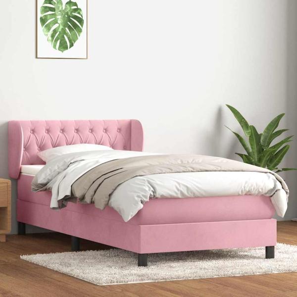 ARDEBO.de - Boxspringbett mit Matratze Rosa 90x210 cm Samt