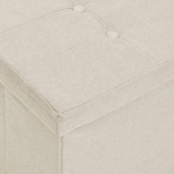 Faltbare Sitzbank mit Stauraum Cremeweiß Leinenoptik