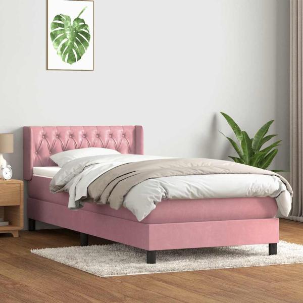 ARDEBO.de - Boxspringbett mit Matratze Rosa 90x220 cm Samt