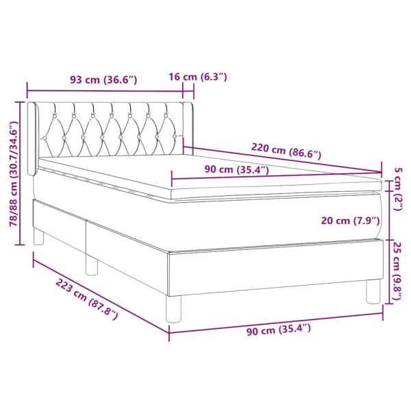 Boxspringbett mit Matratze Rosa 90x220 cm Samt