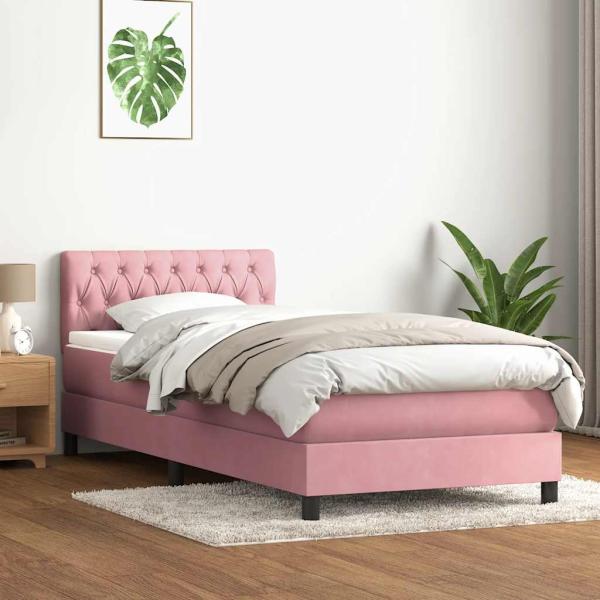 ARDEBO.de - Boxspringbett mit Matratze Rosa 90x210 cm Samt