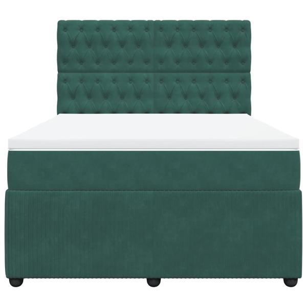 Boxspringbett mit Matratze Dunkelgrün 140x190 cm Samt