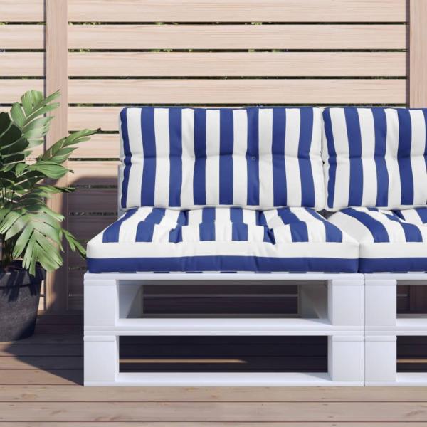 ARDEBO.de - Palettenkissen Blau Weiß Gestreift 70x40x12 cm Stoff