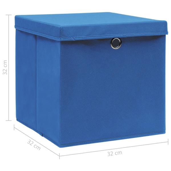 Aufbewahrungsboxen mit Deckeln 4 Stk. Blau 32x32x32 cm Stoff