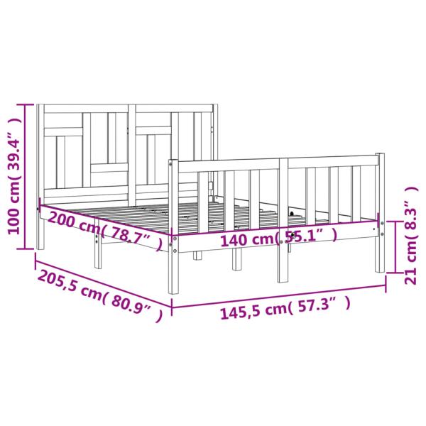 Massivholzbett ohne Matratze 140x200 cm Kiefernholz