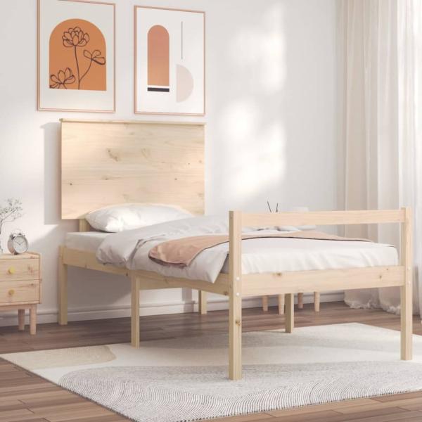 ARDEBO.de - Seniorenbett mit Kopfteil 100x200 cm Massivholz