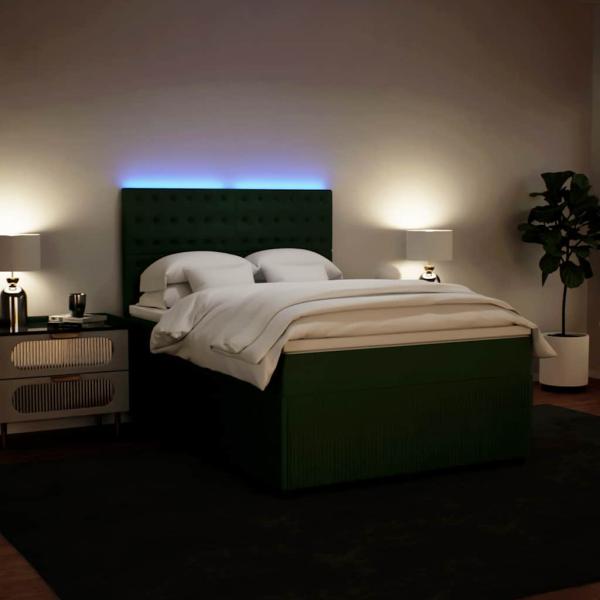 Boxspringbett mit Matratze Dunkelgrün 140x190 cm Samt
