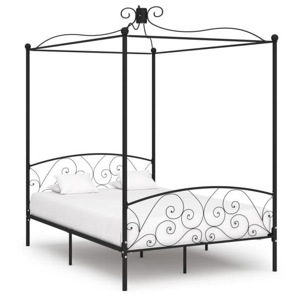 ARDEBO.de - Himmelbett-Gestell Schwarz Metall 120 x 200 cm
