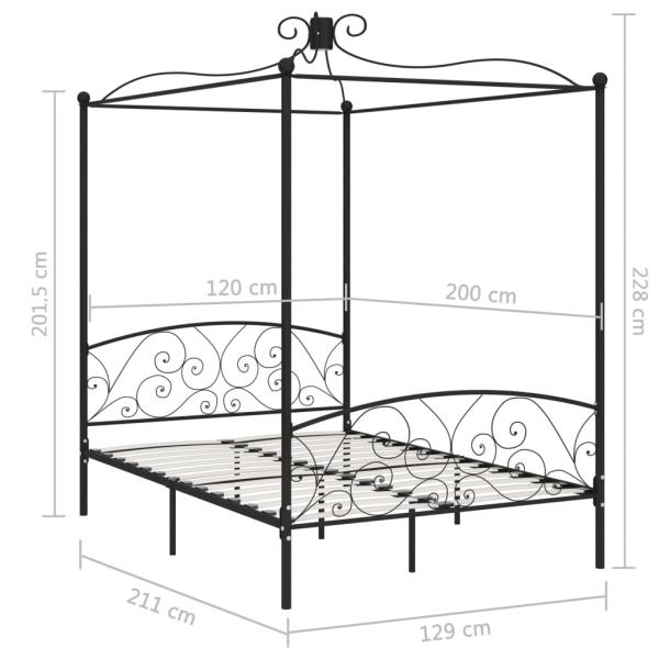 Himmelbett-Gestell Schwarz Metall 120 x 200 cm