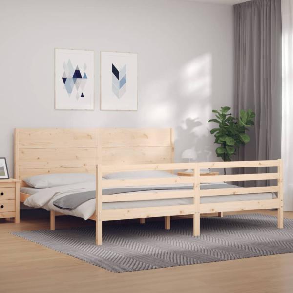 ARDEBO.de - Massivholzbett mit Kopfteil 200x200 cm