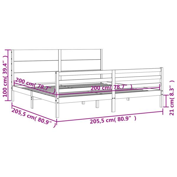Massivholzbett mit Kopfteil 200x200 cm