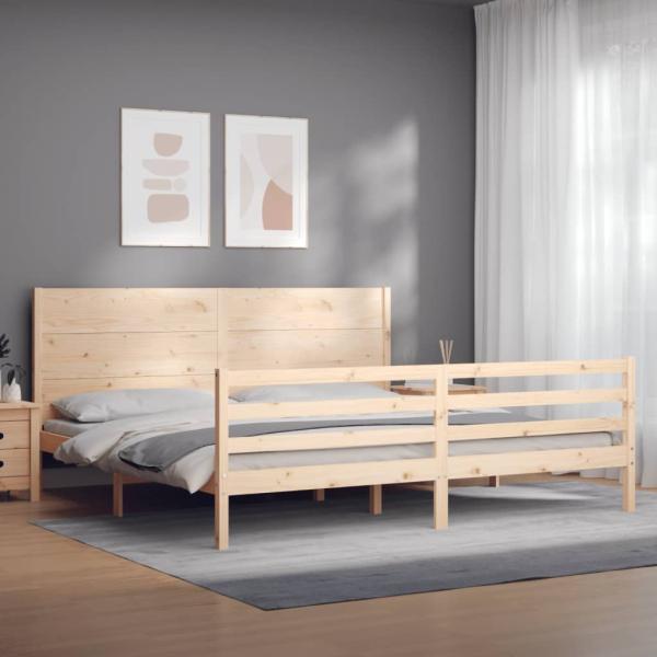 Massivholzbett mit Kopfteil 200x200 cm