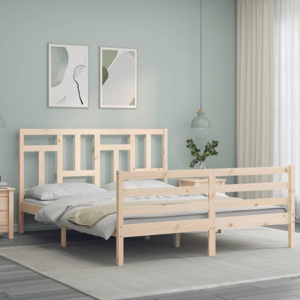 Massivholzbett mit Kopfteil 160x200 cm