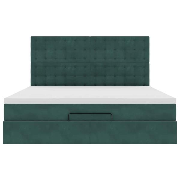 Ottoman-Bett mit Matratzen Dunkelgrün 180x200 cm Samt