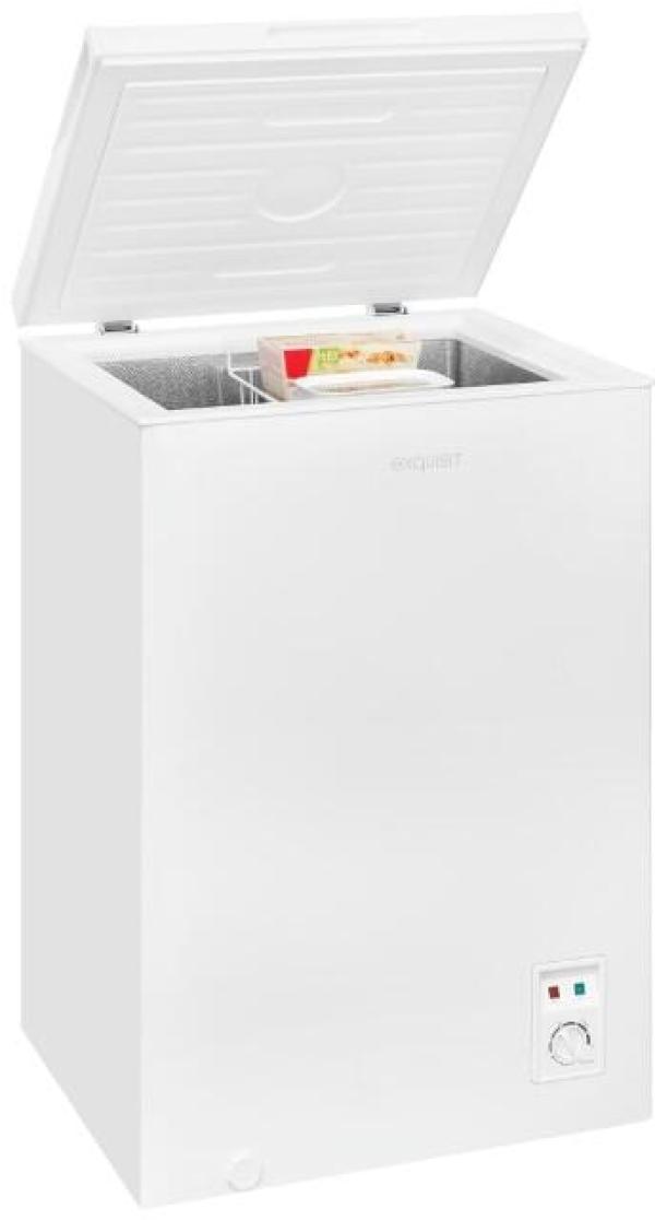 Exquisit GT100-050E Stand Gefriertruhe, 54,5 cm breit, 99 L, LED Beleuchtung, weiß