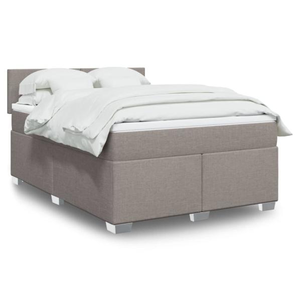 ARDEBO.de - Boxspringbett mit Matratze Taupe 140x190 cm Stoff