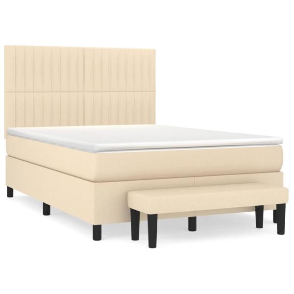 Boxspringbett mit Matratze Creme 140x190 cm Stoff