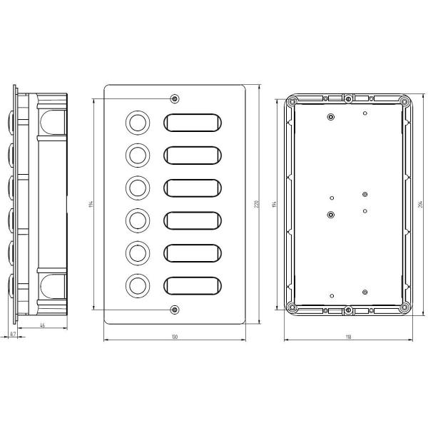 Grothe ETA 406 V2A UP Etagenplatte, 6 WE, 130 x 220 x 45 mm (55406)