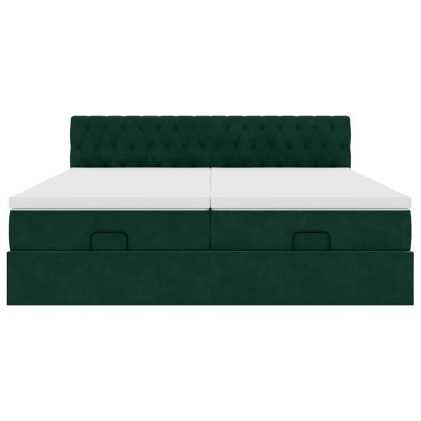 Ottoman-Bett mit Matratzen Dunkelgrün 200x200 cm Samt