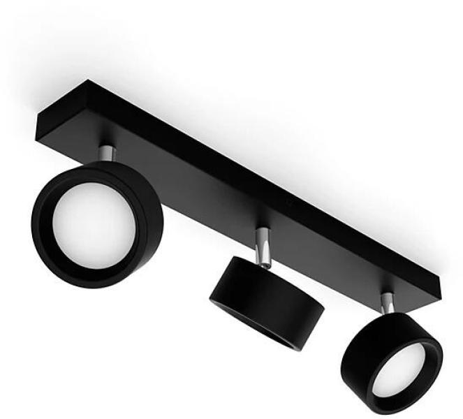 ARDEBO.de Philips Bracia Decken-/Wandspot, ClickFix, 3x 5,5W, 220-240V, 1650lm, 2700K, schwarz (929003299201)
