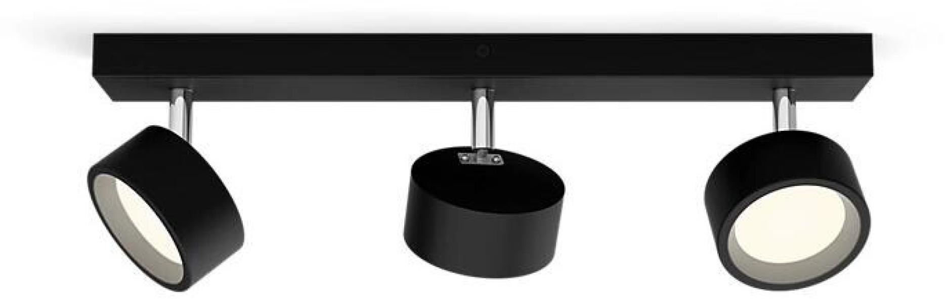 Philips Bracia Decken-/Wandspot, ClickFix, 3x 5,5W, 220-240V, 1650lm, 2700K, schwarz (929003299201)