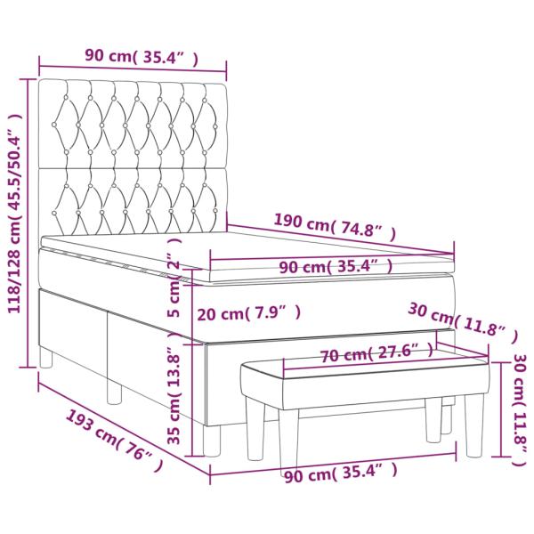 Boxspringbett mit Matratze Dunkelgrün 90x190 cm Samt