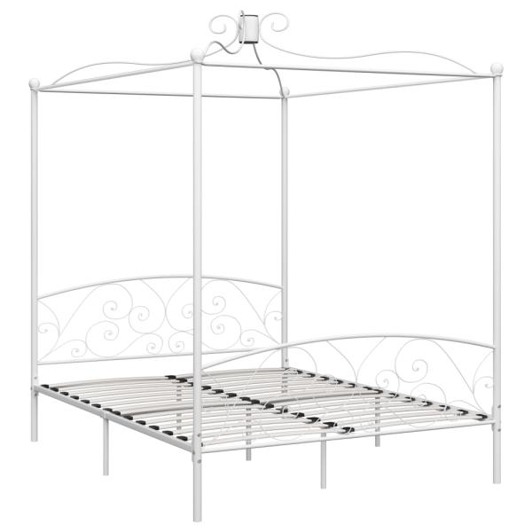 Himmelbett-Gestell Weiß Metall 160 x 200 cm