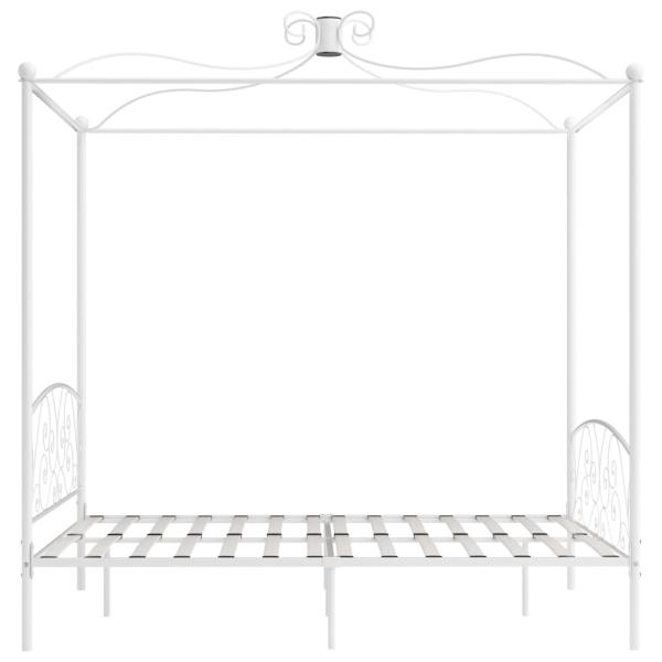 Himmelbett-Gestell Weiß Metall 160 x 200 cm