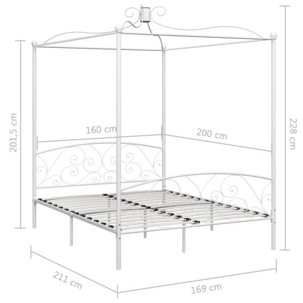 Himmelbett-Gestell Weiß Metall 160 x 200 cm