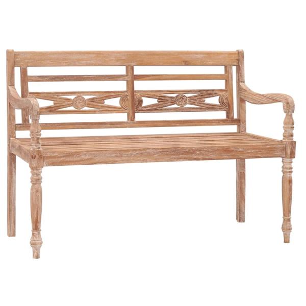 ARDEBO.de - Batavia-Bank 120 cm Weiß Massivholz Teak