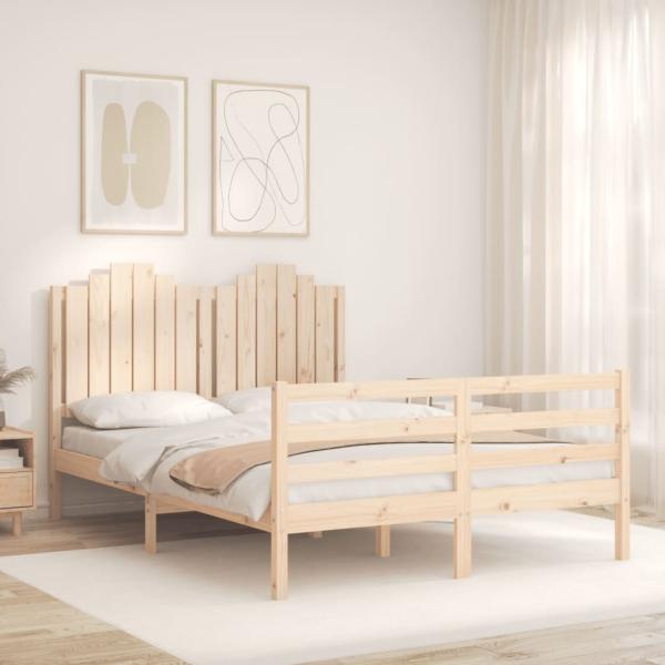 Massivholzbett mit Kopfteil 140x190 cm