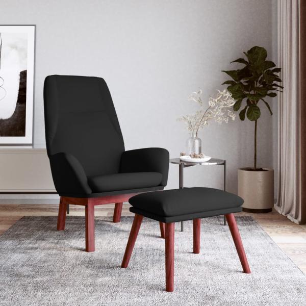 ARDEBO.de - Relaxsessel mit Hocker Schwarz Stoff