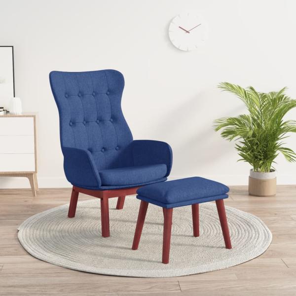 ARDEBO.de - Relaxsessel mit Hocker Blau Stoff