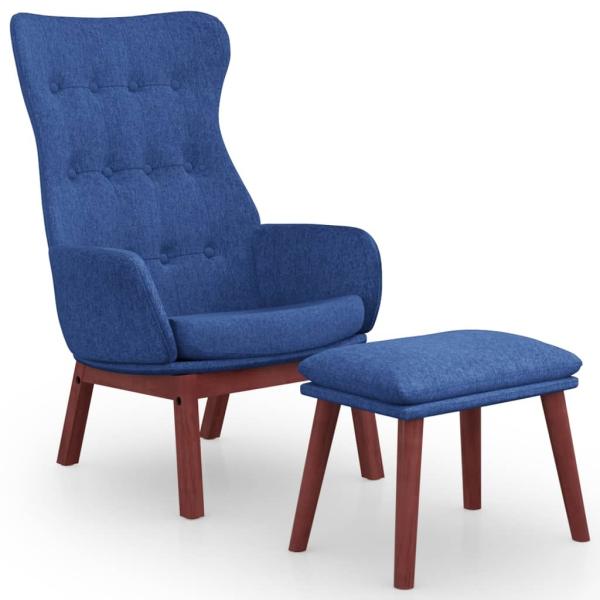 Relaxsessel mit Hocker Blau Stoff