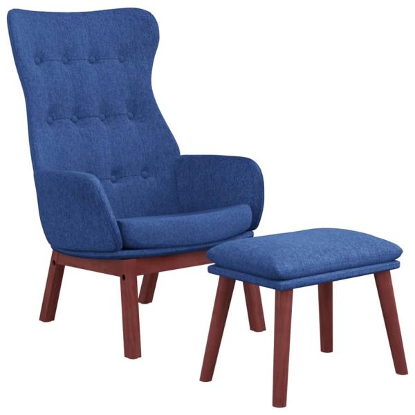 Relaxsessel mit Hocker Blau Stoff