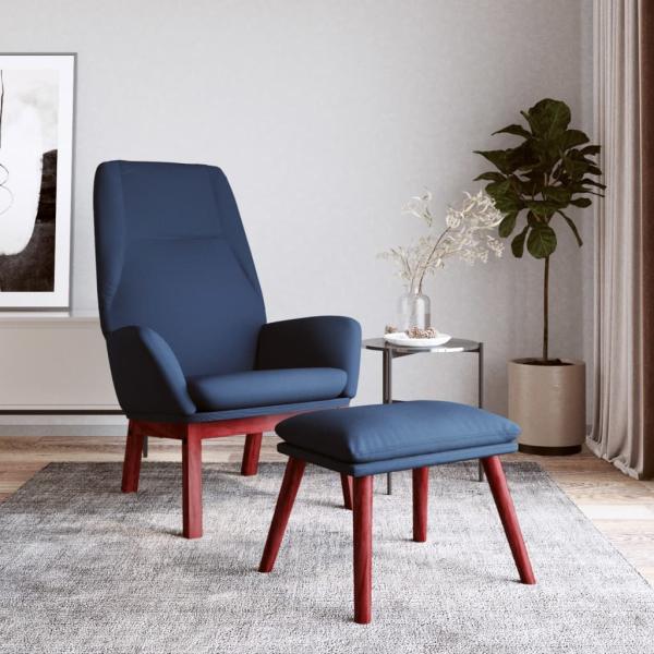 ARDEBO.de - Relaxsessel mit Hocker Blau Stoff