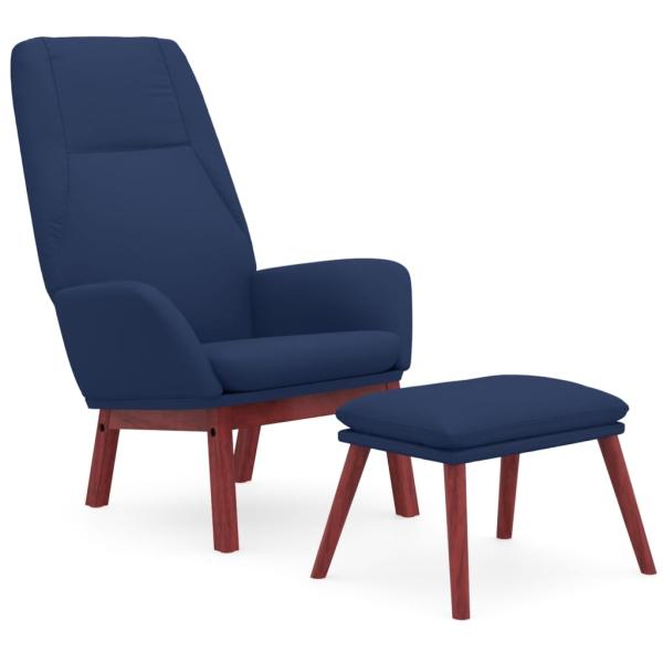 Relaxsessel mit Hocker Blau Stoff
