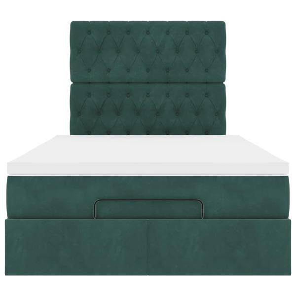 Ottoman-Bett mit Matratzen Dunkelgrün 120x190 cm Samt