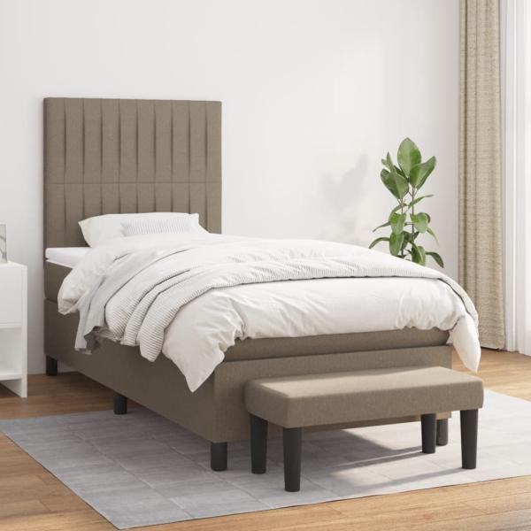 ARDEBO.de - Boxspringbett mit Matratze Taupe 80x200 cm Stoff