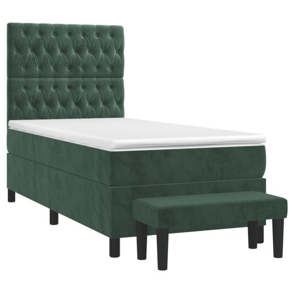 Boxspringbett mit Matratze Dunkelgrün 90x200 cm Samt