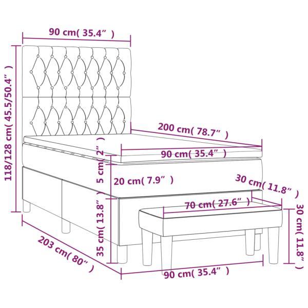 Boxspringbett mit Matratze Dunkelgrün 90x200 cm Samt