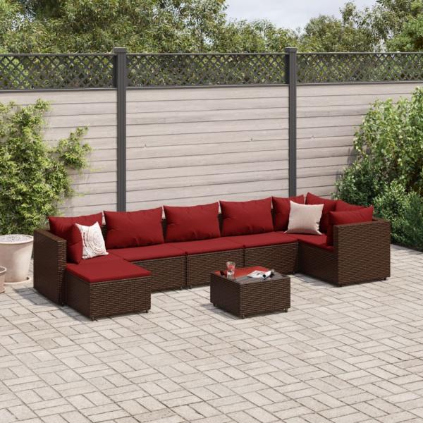 ARDEBO.de - 8-tlg. Garten-Lounge-Set mit Kissen Braun Poly Rattan