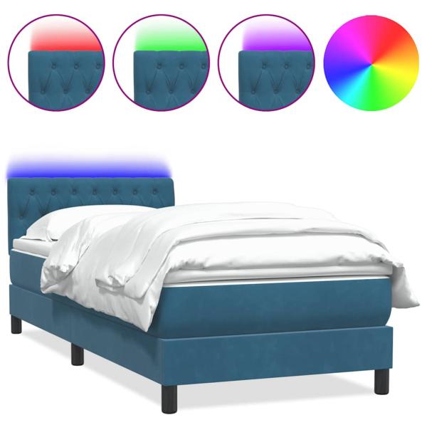 ARDEBO.de - Boxspringbett mit Matratze Dunkelblau 90x220 cm Samt