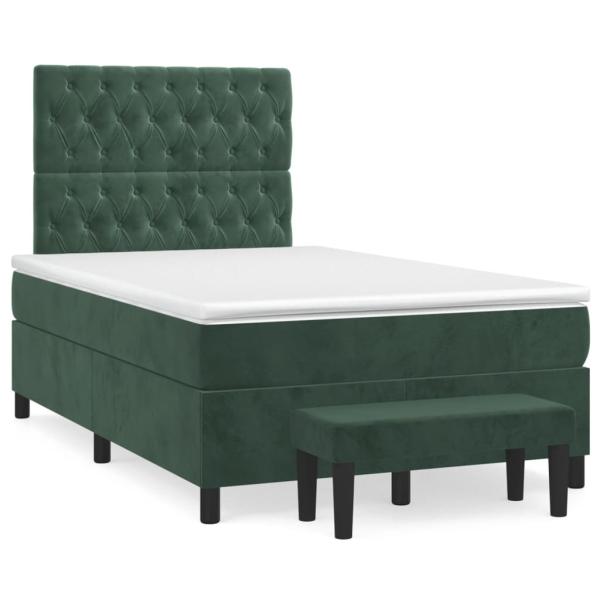 Boxspringbett mit Matratze Dunkelgrün 120x200 cm Samt