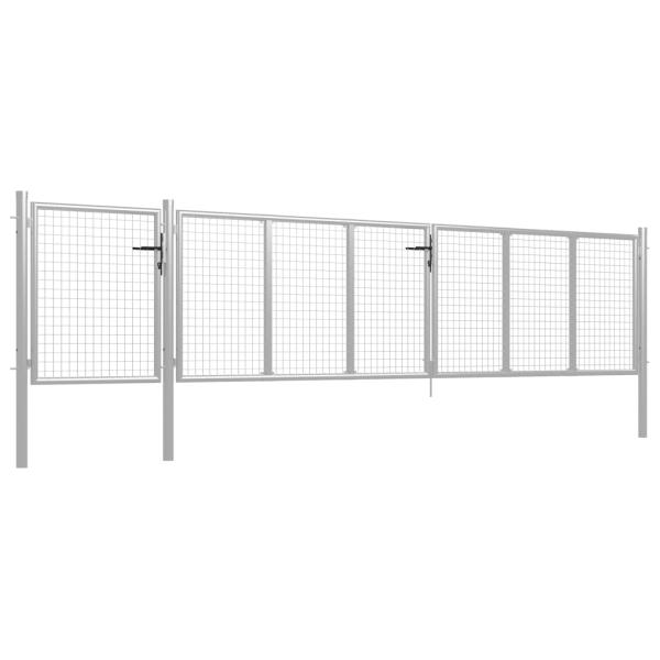 Gartentor Stahl 500×100 cm Silbern
